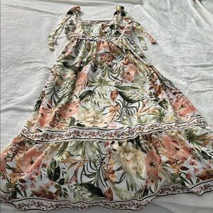 Joie Floral Green and Pink Maxi Dress